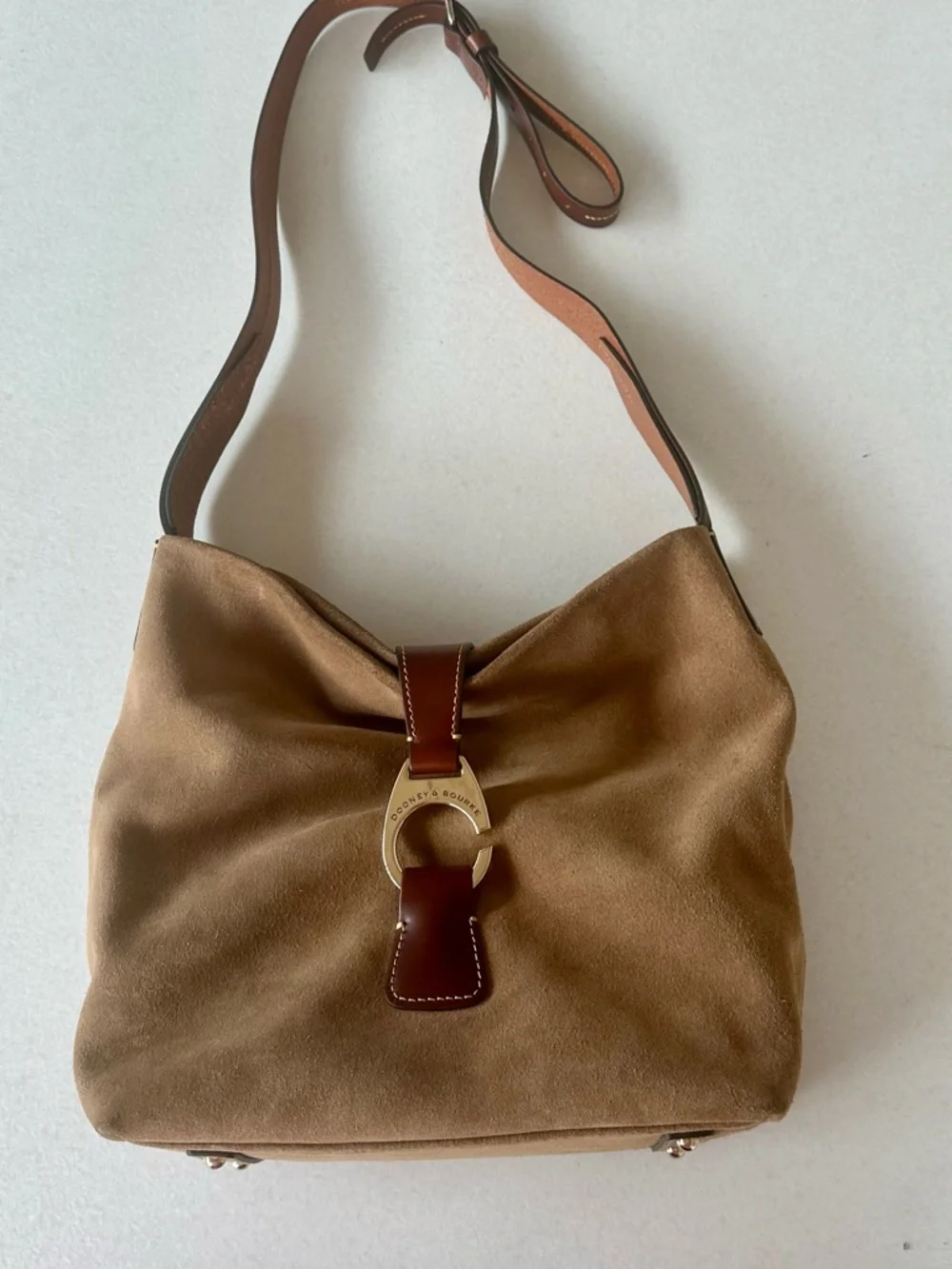 Dooney & Bourke crossbody hobo sculpted from soft suede - Picture 1 of 14